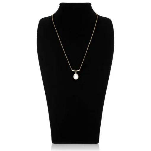 Gold Crescent Pearl Drop Necklace